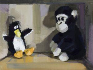 PHILIP FREY
A Penguin and a Monkey
oil on linen panel, 9 x 12 inches
$1200