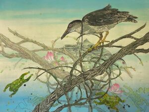 SUSAN AMONS
Night Heron with Lotus
monoprint with pastel, 22 x 30 inches
$1400