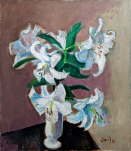 EMILY MUIR (1904–2003)
Still Life with White Lilies
oil on canvas, 28 x 24 inches
signed lower right
$3800
