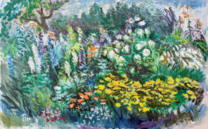 EMILY MUIR (1904–2003)
Garden Abloom
oil on canvas, 18 x 28 inches
signed lower left
$2200