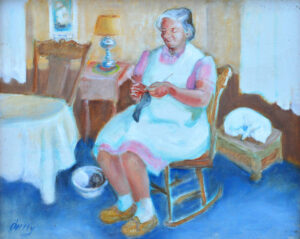 EMILY MUIR
Woman Knitting, Ames Family
oil on canvas, 23 x 28 inches
signed lower left
$3400