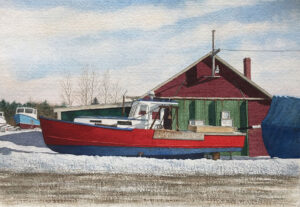 GREGORY DUNHAM
Winter, Webber’s Boatyard
watercolor, 12.5 x 18 inches
$3800