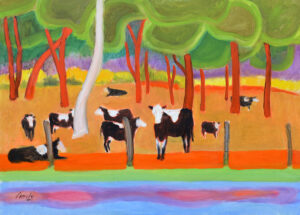 EMILY MUIR
Cows with Red Trees
oil on canvas, 20 x 28 inches
signed lower left
$3200