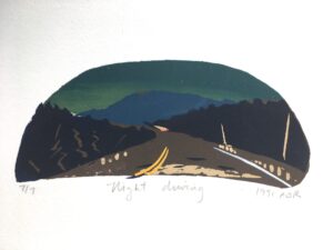 ALISON RECTOR
Night Driving
silkscreen print, 7.5 x 11 inches, framed
$300
