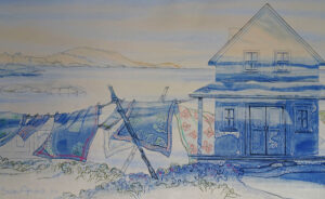 SUSAN AMONS
Great Cranberry Laundry Line, Winter
monoprint with pastel, 13 x 22 inches
$800
