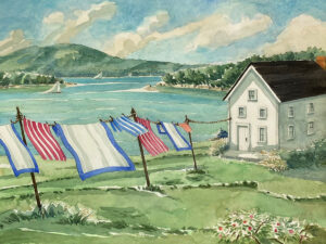 SUSAN AMONS
Laundry Line and Farmhouse, Great Cranberry Isle
watercolor, 18 x 24 inches
$3500
