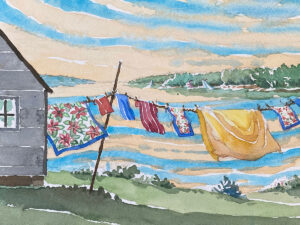 SUSAN AMONS
Laundry Line and Fishing Shack, Great Cranberry Isle
watercolor, 9 x 12 inches
$2000
