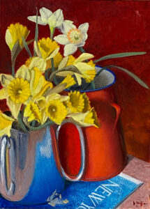JOSEPH KEIFFER
Daffodils and “The New Yorker“
oil on panel, 14 x 9 inches
$1400