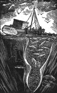 SIRI BECKMAN
Cod Fishing
wood engraving, 2.75 x 4.4 inches
limited edition of 100
$275
