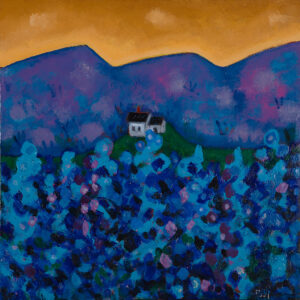 PHILIP BARTER (1939–2024)
Lupines with Farmhouse
2012, acrylic on board, 24 x 24 inches
$6400