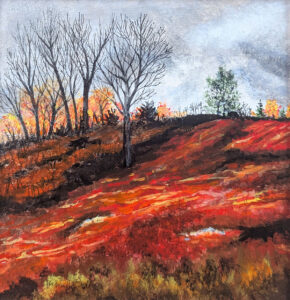 PHILIP BARTER
Fall Burnt Blueberry Field
acrylic on canvas, 6 x 6 inches
$450