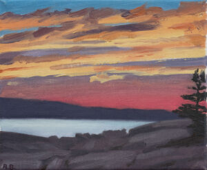ARD BERGE
Fleeting Colors, Sunset Over Bar Harbor
oil on linen, 5 x 6 inches
$475