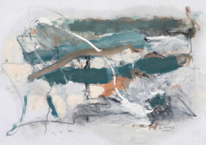 RAGNA BRUNO (1935–2026)
Blue Ships, Turbulent Water
oil on Japanese paper, 9.5 x 13.5 inches
SOLD