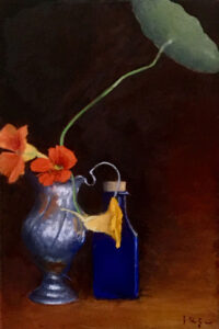 JOSEPH KEIFFER
Nasturtiums In Silver Cream Pot
oil on canvas, 12 x 8 inches
$1000