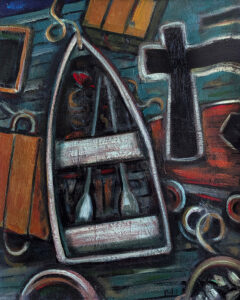 PHILIP BARTER (1939–2024)
Objects on a Wharf
1998, oil on canvas, 30 x 24 inches
$8000