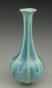 MARK BELL
Vase
porcelain, thrown and carved
blue and green crystalin (zinc crystals)
$1100

