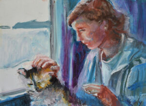 EMILY MUIR (1904–2003)
Linda Petting Cat (Maine)
oil on canvas, 16 x 22 inches
signed lower right
$1800