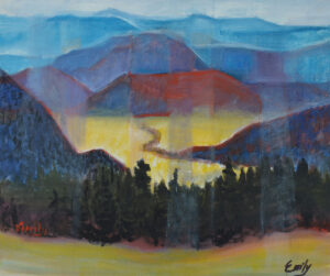 EMILY MUIR (1904–2003)
Mountain View
oil on canvas, 18 x 22 inches
signed lower left and right
$2200