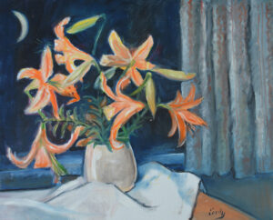 EMILY MUIR (1904–2003)
Still Life With Orange Lilies
oil on canvas, 22 x 28 inches
signed lower right
$3200