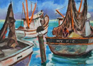 EMILY MUIR (1904–2003)
My Kid Fishing Boats
oil on canvas, 18 x 22 inches
signed lower right
$3600